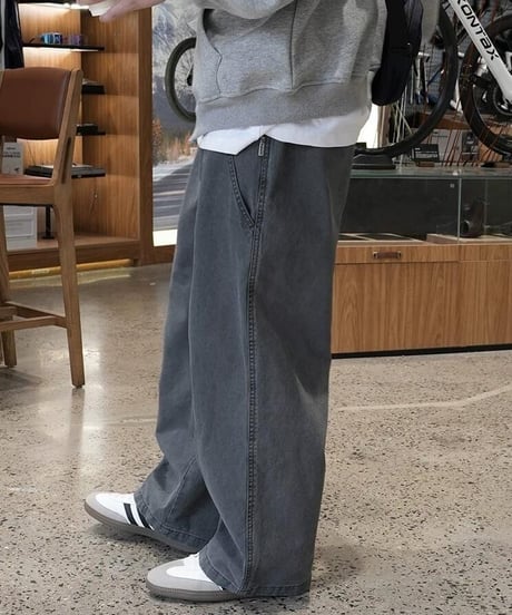 Washed Cotton Tuck Wide Pants