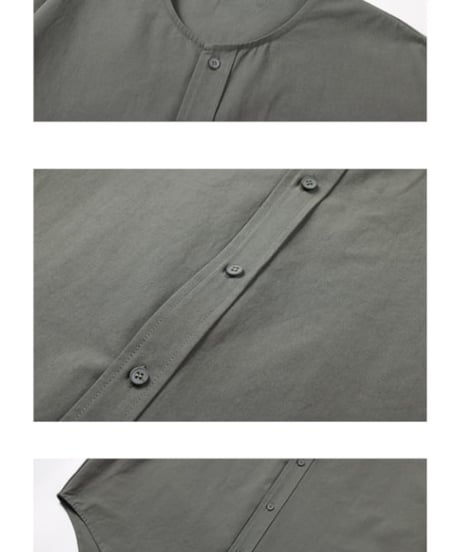 Plain No-collar Wide Form Shirt / 4color