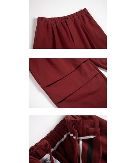 Drawstring Knee Pleated Baggy Easy Pants / 4color