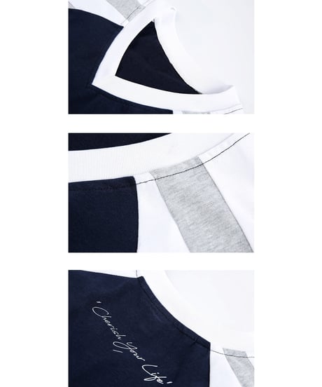 Raglan Border V-neck T-shirt  / 2color
