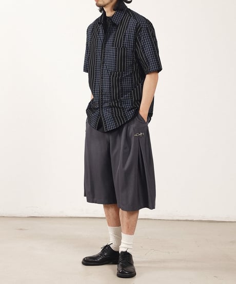 Check Stripe Wide Shirt / 3color