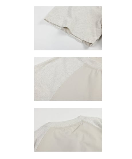Bi-Material Raglan Wide Form T-shirt / 2colors