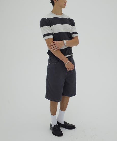 Striped Knit Short Sleeve T-Shirt / 2color
