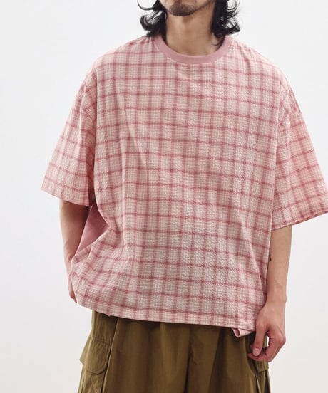 Seersucker Check Loose Fit T-Shirt / 3color