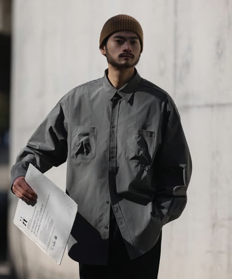 LOOSE OFF-SHOULDER WORK SHIRT/ 2COLORS