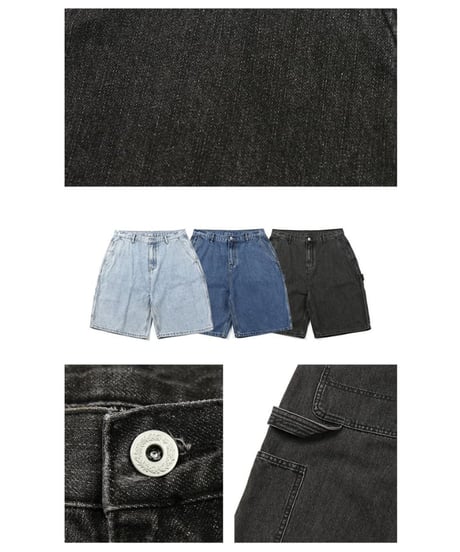 Baggy Silhouette Washed Denim Short Pants / 3color