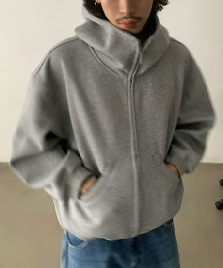 Stand Collar Box Zip Hoodie / 2color