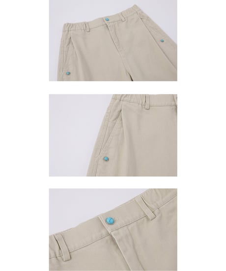 Accent Button Wide Straight Easy Pants  / 2color