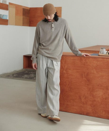 Retro Beige Striped Lounge Pants