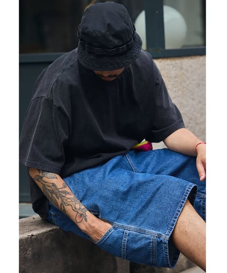 Baggy Silhouette Washed Denim Short Pants / 3color