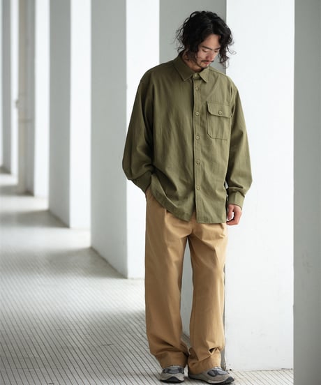 REGULAR COLLAR LONG SLEEVE SHIRT / 3COLORS