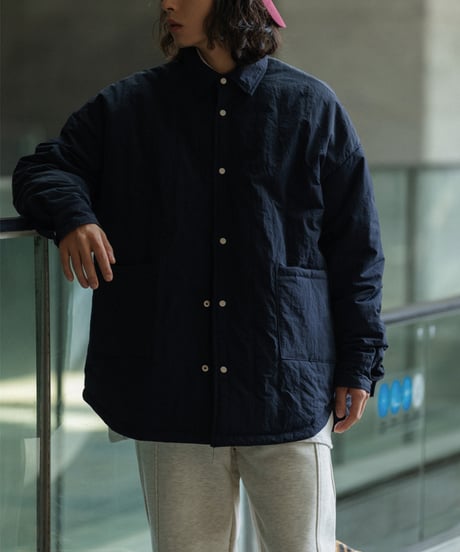 Nylon Quilted Lightweight Shirt Jacket / 4color