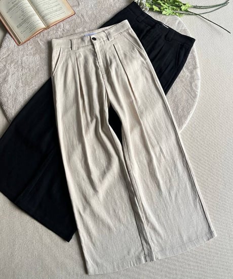 Relaxed-Fit Linen Wide Pants / 4color