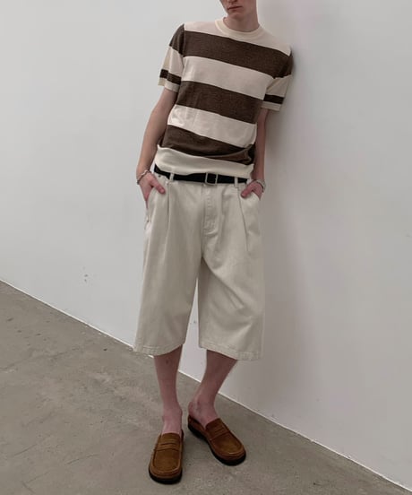 Striped Knit Short Sleeve T-Shirt / 2color