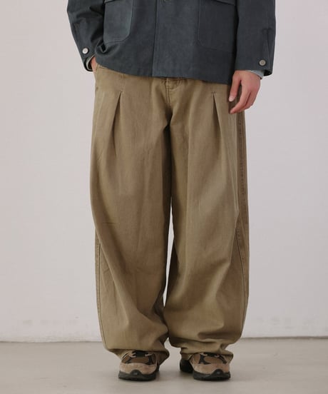 Stitch Tuck Wide Work Pants  / 2color