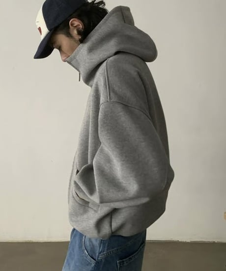 Stand Collar Box Zip Hoodie / 2color