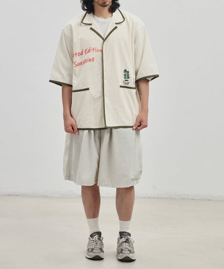 Open Collar Summer Embroidered Loose Silhouette Shirt