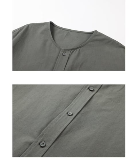 Plain No-collar Wide Form Shirt / 4color