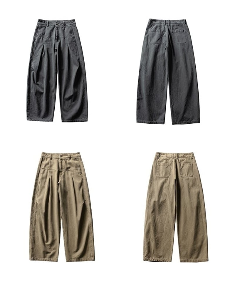 Stitch Tuck Wide Work Pants / 2color | keels
