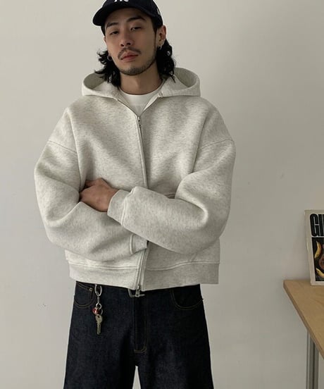 Boxy Zip-Up Hoodie / 2color