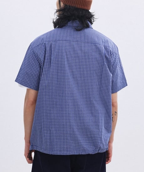 Box Silhouette Blue Check Wide Shirt