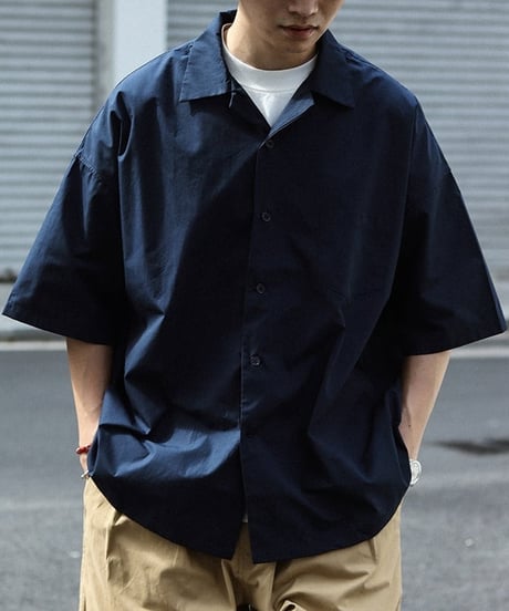 Clean Design Wide Open Collar Shirt / 2color