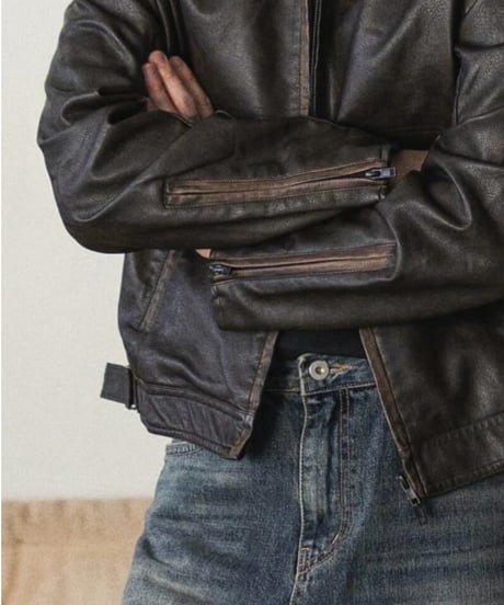 Stand-Up Collar Leather Jacket