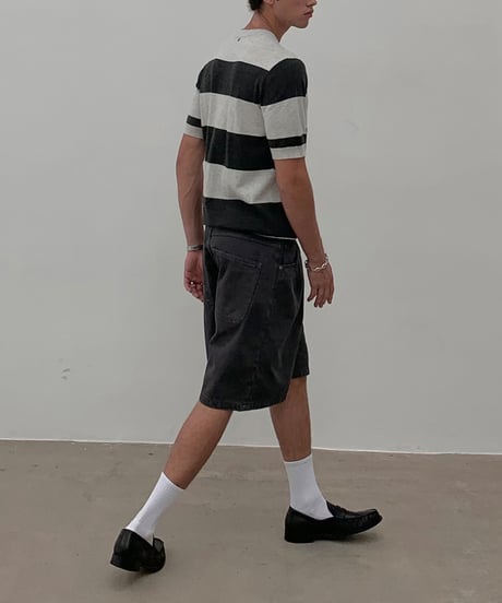 Striped Knit Short Sleeve T-Shirt / 2color