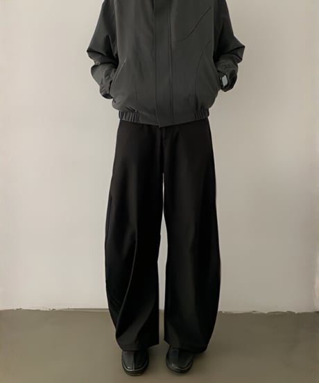 Retro Curved Wide-Leg Pants / 2color