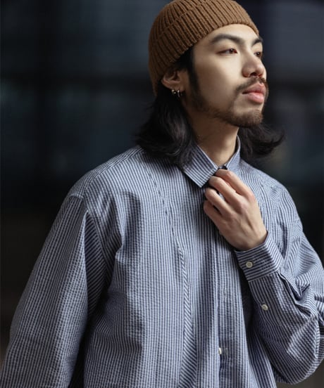 shaped pocket stripe l/s shirt / 3colors