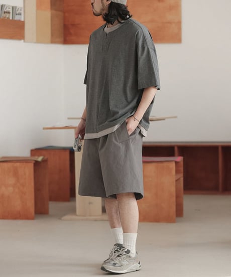 Pale Color Wide Silhouette Easy Short Pants / 4color