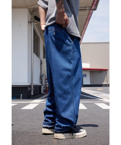 Belted Wide Tapered Denim Pants / 3color