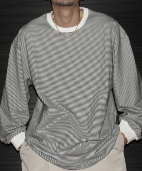 Classic Border Crewneck Long Sleeve Tee