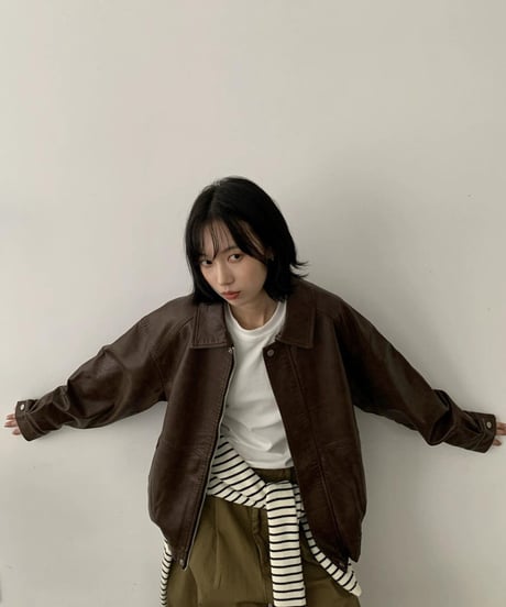 Single Leather Jacket / 2color
