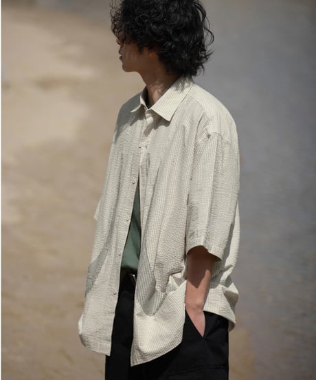shaped pocket stripe s/s shirt / 3colors