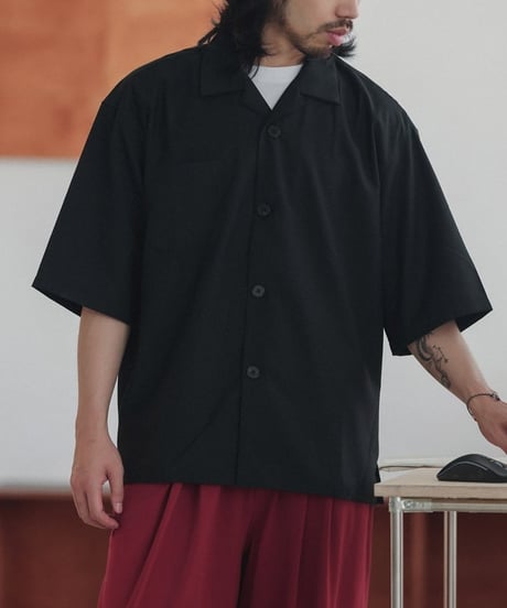 Wide Form Open Collar Shirt / 2colors
