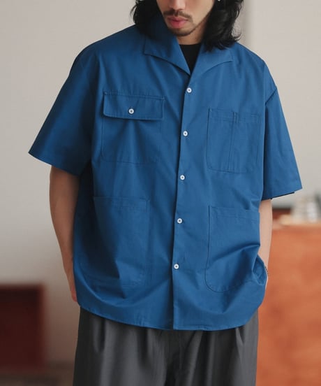 Open Collar 4-Pocket Drape Shirt / 3color