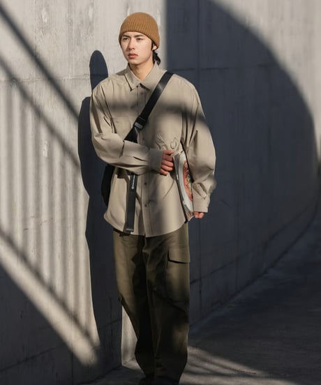 LOOSE OFF-SHOULDER WORK SHIRT/ 2COLORS