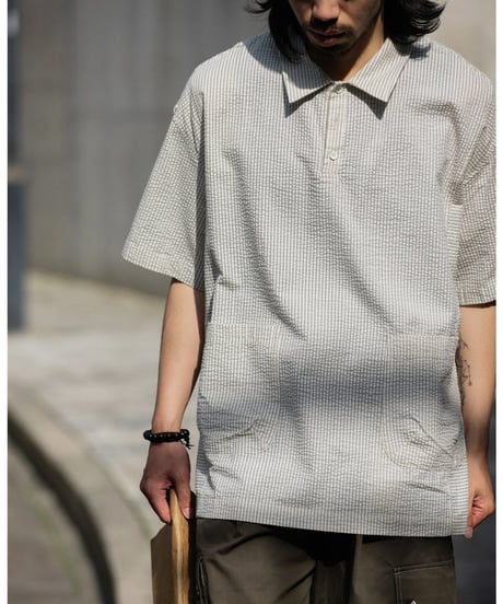Pullover Stripe Form Pocket Shirt / 4color