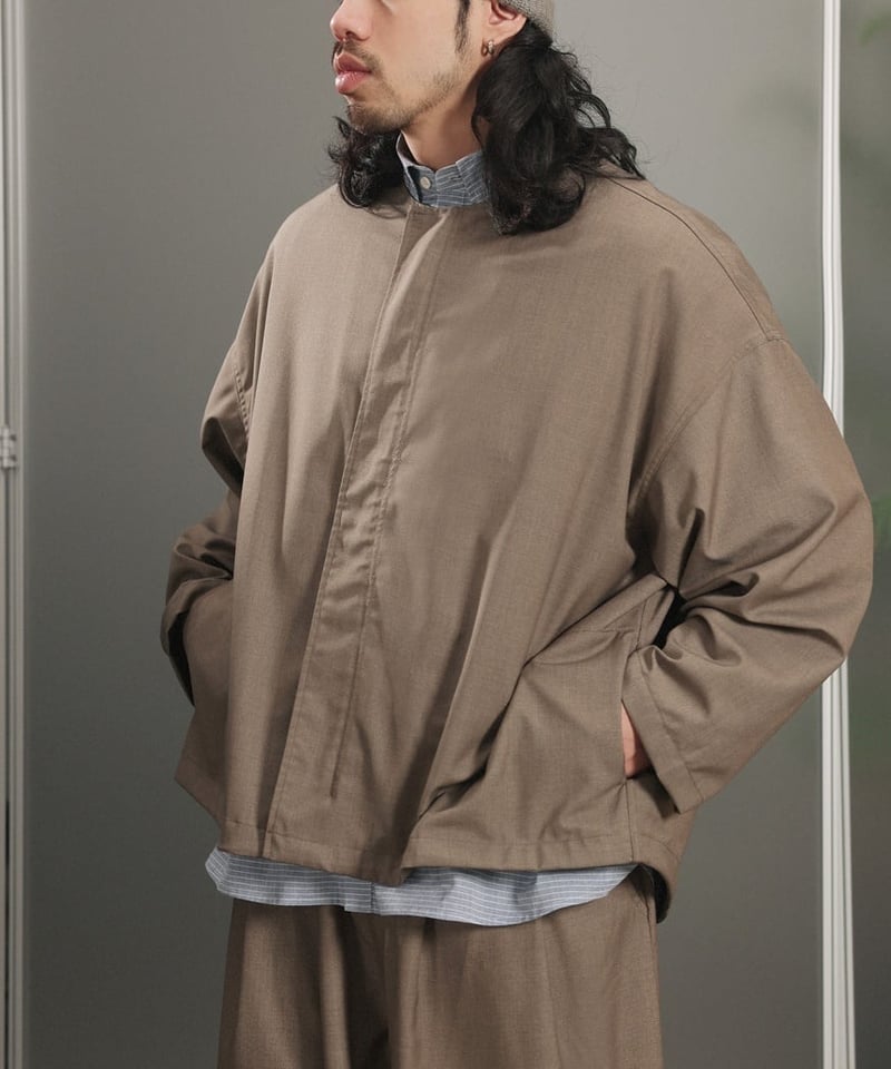 Collarless Loose-Fit Zip Jacket / 2color | keels