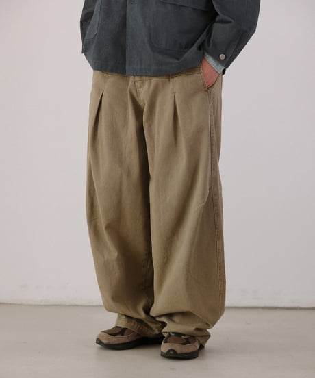 Stitch Tuck Wide Work Pants  / 2color