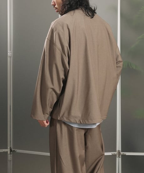 Collarless Loose-Fit Zip Jacket / 2color