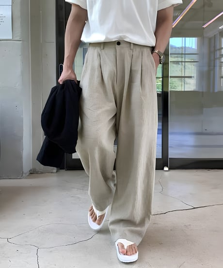 Relaxed-Fit Linen Wide Pants