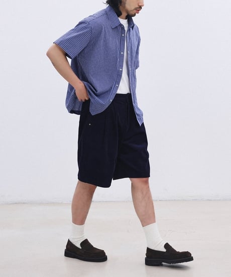 Box Silhouette Blue Check Wide Shirt