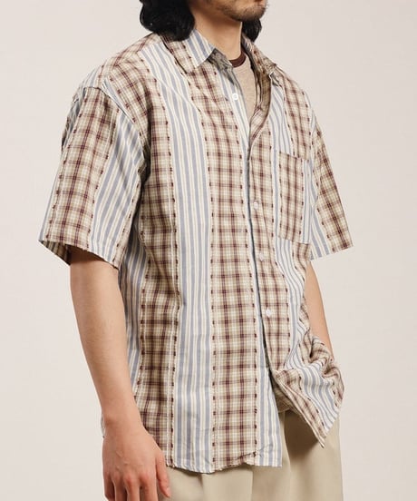 Check Stripe Wide Shirt / 3color