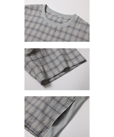 Seersucker Check Loose Fit T-Shirt / 3color