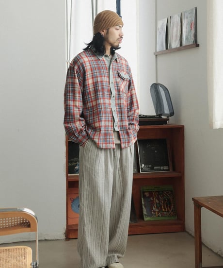 Retro Beige Striped Lounge Pants