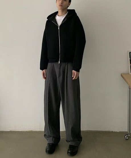 Boxy Zip-Up Hoodie / 2color