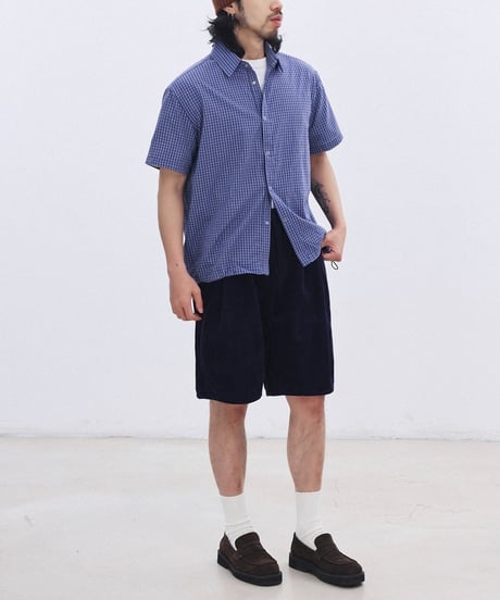 Box Silhouette Blue Check Wide Shirt