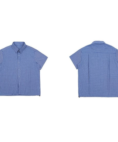 Box Silhouette Blue Check Wide Shirt